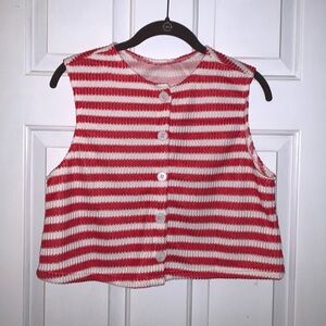 NWOT Misguided Red & White Striped Cropped Sweater Vest